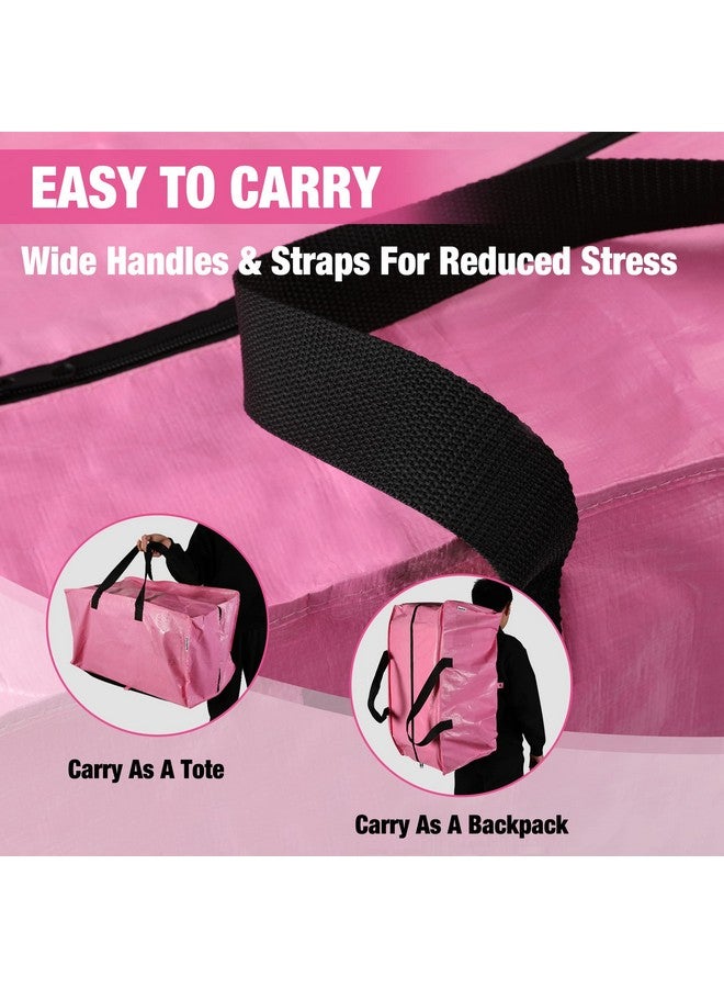 WORKPRO WORKPRO 6 Pack Extra Large Moving Bags with Zippers & Carrying Handles Backpack Straps, Heavy-Duty Storage Tote for Space Saving Moving Storage (Pink)  - Image 4