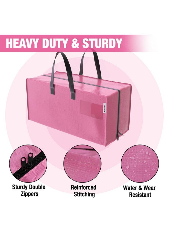 WORKPRO WORKPRO 6 Pack Extra Large Moving Bags with Zippers & Carrying Handles Backpack Straps, Heavy-Duty Storage Tote for Space Saving Moving Storage (Pink)  - Image 2