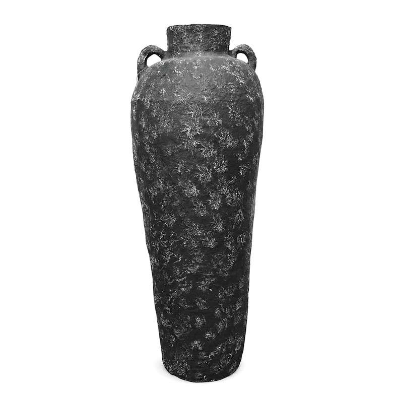 Pan Home Artenia Paper Mache Abstract Textured Handpainted Floor Vase 41x41x120cm - Black - 112MRR9900009 - Image 3