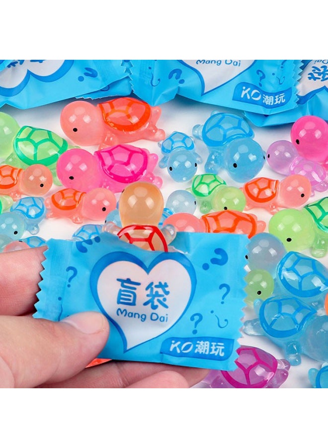 All Red Chan Little Turtle Toy Ornaments Cartoon Model Color Blind Bag Simulation Doll Small Animal Turtle Touch-Color:Resin 2.2cm Luminous Turtle + Blind Bag  - Image 1