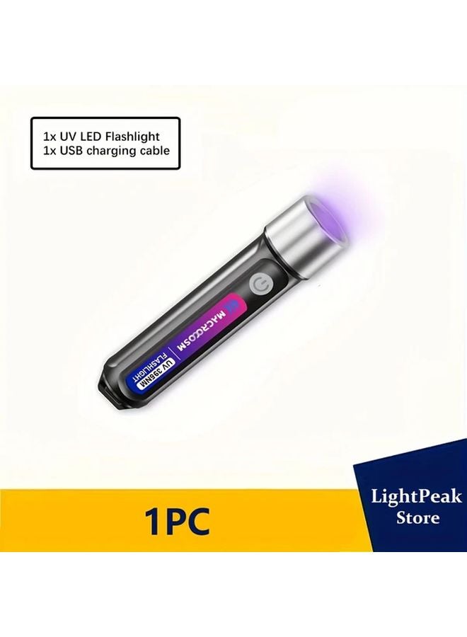 1pc USB Rechargeable Mini UV Flashlight 395nm Black Light Adjustable Focus Pet Urine Detector - Image 1