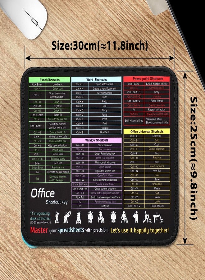 Fujinzhu لوحة اختصارات الماوس المكتبية لبرامج Excel/Word/PPT/Windows (11.8 بوصة × 9.8 بوصة) - لوحة مكتبية صغيرة محمولة مقاومة للماء وغير قابلة للانزلاق مع مفاتيح اختصار أساسية للمكتب والألعاب - Image 4