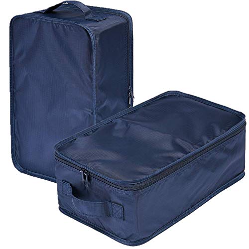 JJ POWER Travel Shoe Bags, Foldable Waterproof Shoe Pouches Organizer-Double Layer (2 Navy Bag) - Image 1