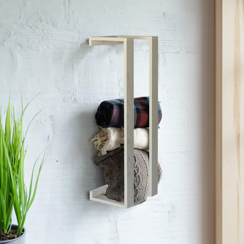 RELODECOR Blanket Wall Rack  Floating Shelf for Living Room  Bedroom Rustic WallMounted Blanket Holder Bedding  Towel Organizer SpaceSaving Stylish White Design