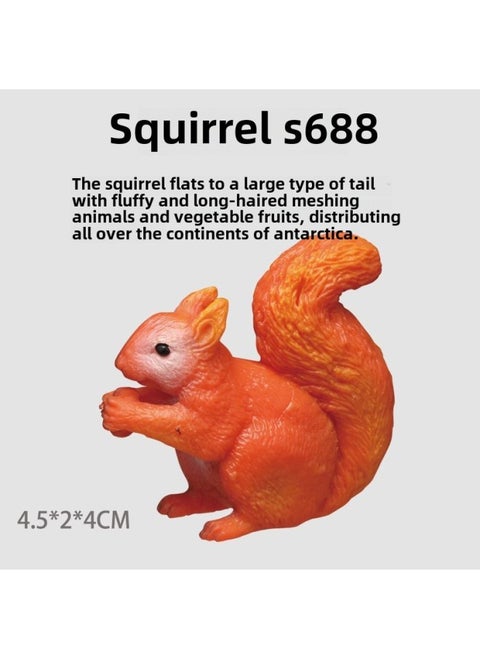 Simulation Wildlife Model Solid Fox Eagle Kangaroo Sloth Ostrich Wolf Leopard Squirrel Toy Ornaments-Color:S688 Squirrel