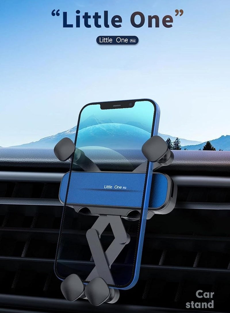 general Creative mini size car mobile phone bracket Car air outlet navigation mobile phone mount Cute shape metal car phone holder blue - Image 3