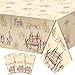 WovWeave 3 Pcs Wizard Tablecloth Decorations Wizard Party Plastic Table Cloth Disposable Vintage Castle Decor for Decoration Halloween Witch Party Supplies - Image 3