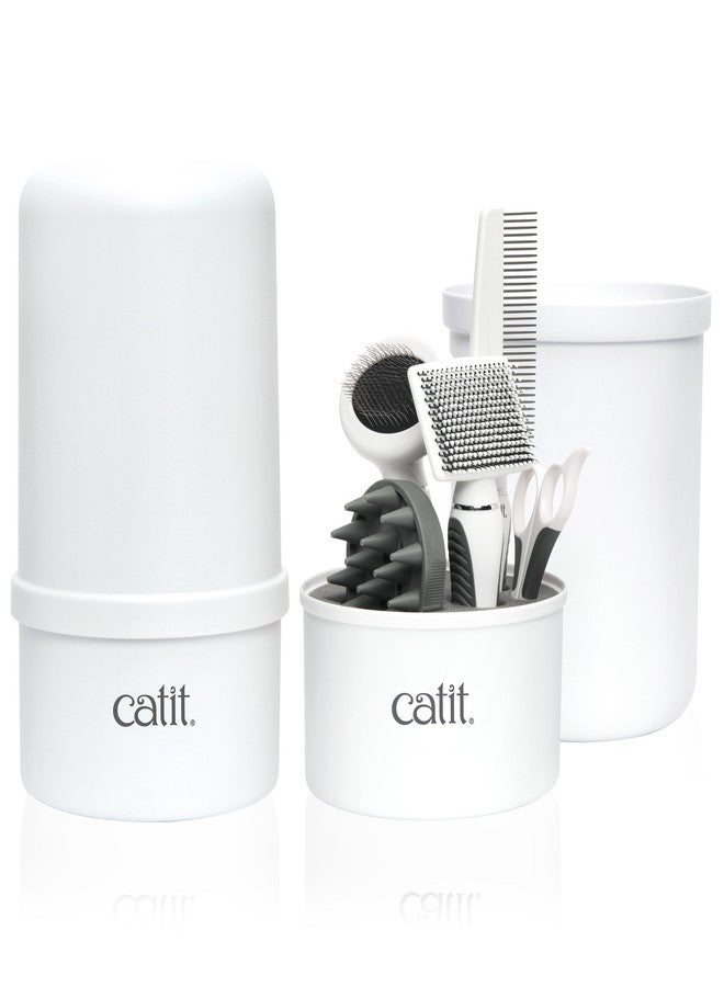 Catit Senses 2.0 Short Hair Cat Grooming Kit,White, 6 Piece Set - Image 1