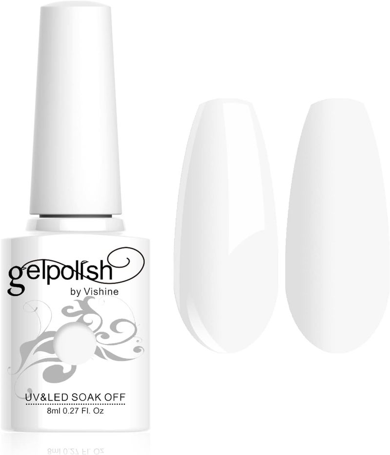 Vishine 8ml Gelpolish Manicure Salon UV LED Soak Off Gel Nail Polish Varnish Color French White 1323