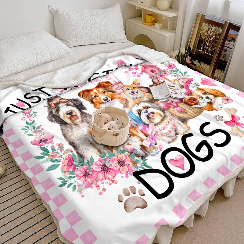 Belperan Dog Blanket  Dog Lover Gifts Blanket Gifts for Dog Lovers Funny Cute Dogs on Blanket Puppy Dog Themed Gifts for Girls Women Super Soft Plush Dog Blanket Throw 50"" x 60 - Image 4