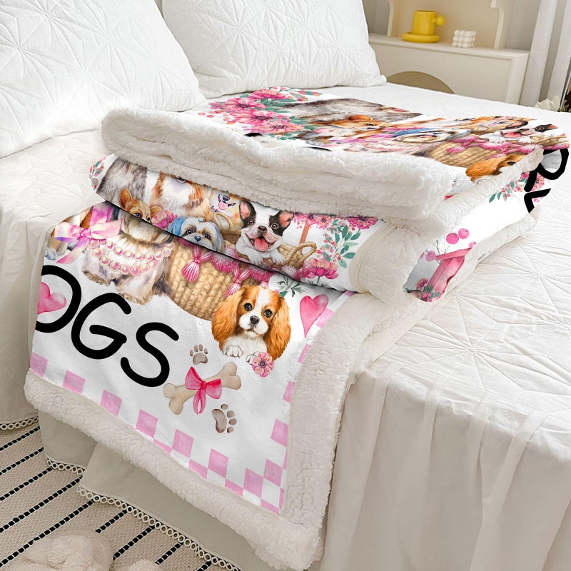 Belperan Dog Blanket  Dog Lover Gifts Blanket Gifts for Dog Lovers Funny Cute Dogs on Blanket Puppy Dog Themed Gifts for Girls Women Super Soft Plush Dog Blanket Throw 50"" x 60 - Image 3
