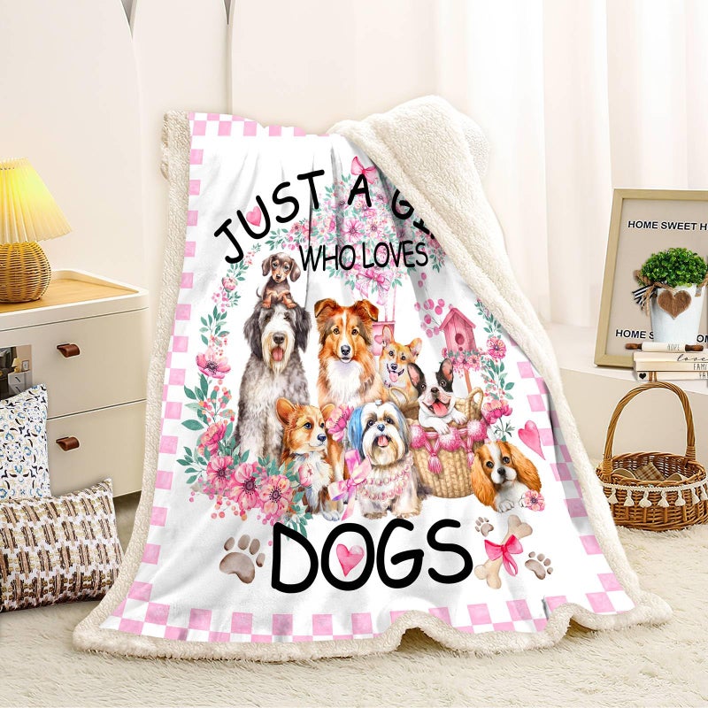 Belperan Dog Blanket  Dog Lover Gifts Blanket Gifts for Dog Lovers Funny Cute Dogs on Blanket Puppy Dog Themed Gifts for Girls Women Super Soft Plush Dog Blanket Throw 50"" x 60 - Image 2
