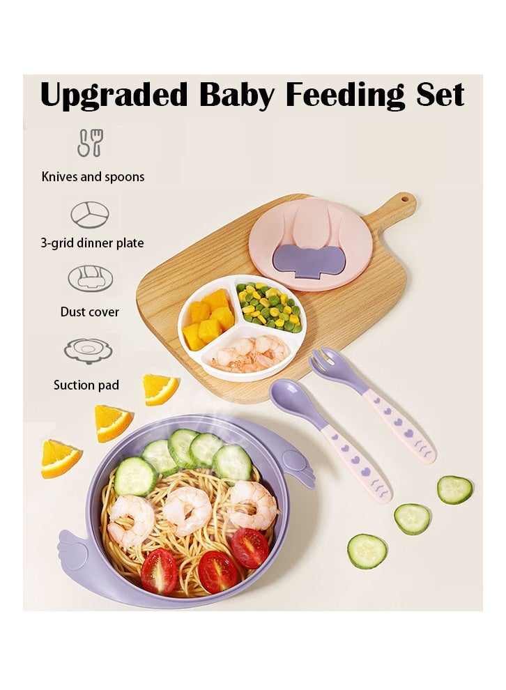 Baby Feeding Set, Baby Bowls With Suction,Spoon And Fork Set, BPA-Free Baby Food Bowls, Suction Bowls For Baby And Toddler Bowl（pink） - Image 2