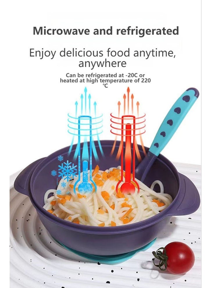 Baby Feeding Set, Baby Bowls With Suction,Spoon And Fork Set, BPA-Free Baby Food Bowls, Suction Bowls For Baby And Toddler Bowl（pink） - Image 3