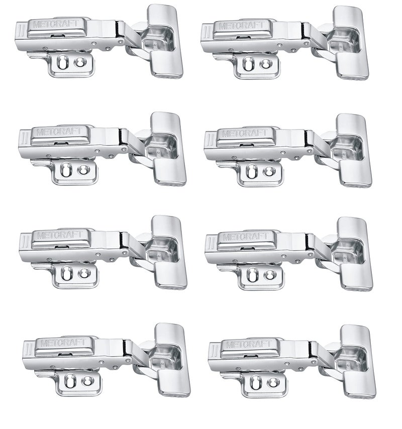 Met Craft Steel Soft Close Hydraullic Clip On Concealed Hinges for Full Overlay Door Pack of 4 Pair (0 Degree Crank, Silver) - Image 1