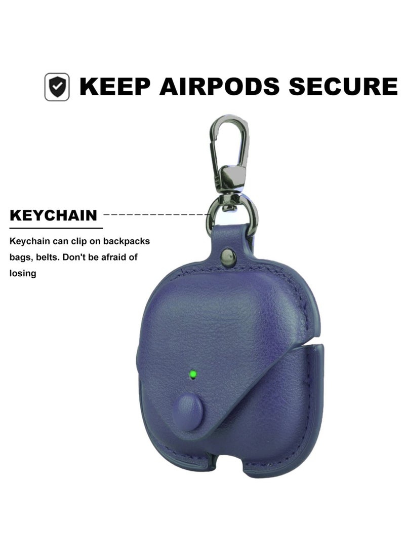 Waldic Apple AirPods 4 Premium Leather Protective Case Cover For Apple AirPods 4 - Dark Blue - Image 2
