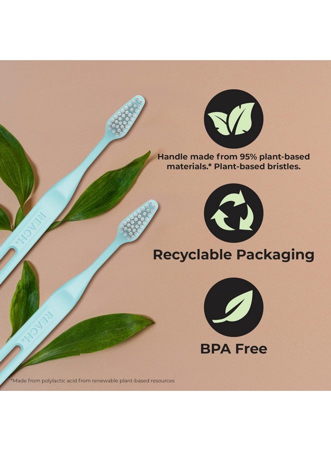Reach Clean World Plant-Based Toothbrush, Soft Bristles, Vegan Friendly, Recyclable Packaging, 3 Count - Image 2