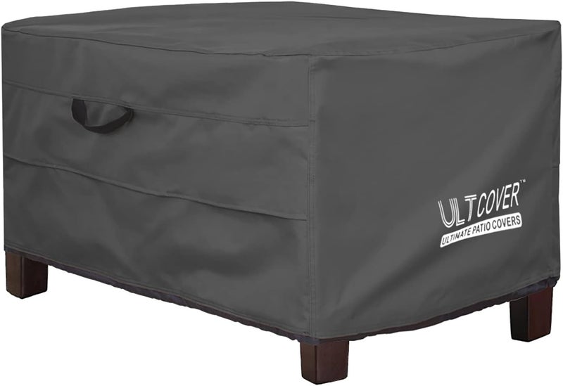 ULTCOVER غطاء مقاوم للماء لأريكة الحديقة، مستطيل الشكل، لطاولات جانبية خارجية، أبعاد 32 بوصة طولًا × 25 بوصة عرضًا × 18 بوصة ارتفاعًا، لون أسود - Image 1