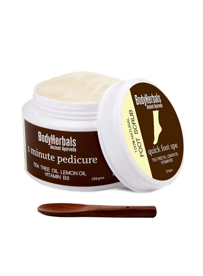 BodyHerbals Foot Scrub 1 Minute Pedicure 125 Gm | 100% Natural With Goodness Of Tea Tree, Lemon & Vitamin B3 | Anti- Pigmentation & Cracked Heel Therapy| Exfoliating, Heal And Repair Scrub| Anti Fungal & Dead Skin Removal | Paraben And Sls Free- Beauty, Skin Care - Image 1