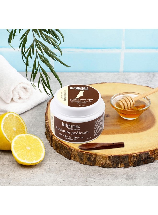 BodyHerbals Foot Scrub 1 Minute Pedicure 125 Gm | 100% Natural With Goodness Of Tea Tree, Lemon & Vitamin B3 | Anti- Pigmentation & Cracked Heel Therapy| Exfoliating, Heal And Repair Scrub| Anti Fungal & Dead Skin Removal | Paraben And Sls Free- Beauty, Skin Care - Image 2