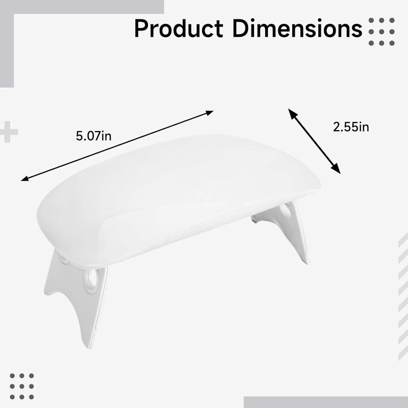 مصباح أظافر UV محمول صغير، بقوة 6 واط ومزود بمصباح LED للتجفيف السريع، كابل طاقة مدمج، قاعدة قابلة للطي، خيارات زمنية لتسهيل فن تزيين الأظافر. - Image 4