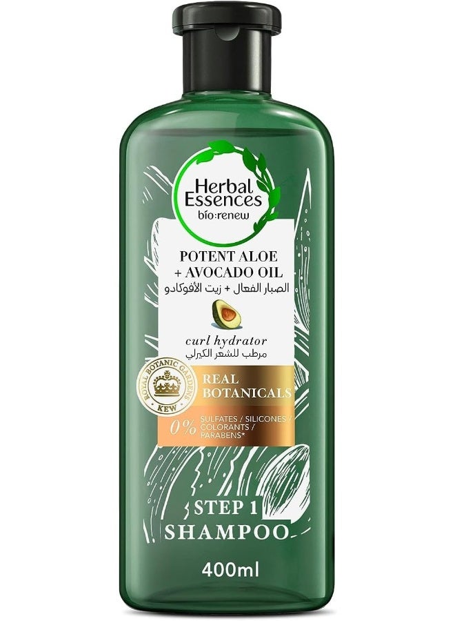 Herbal Essences Herbal Essences Sulfate Free Potent Aloe + Avocado Oil Hair Shampoo to Cleanse and Hydrate Curls, 400mL  - Image 1