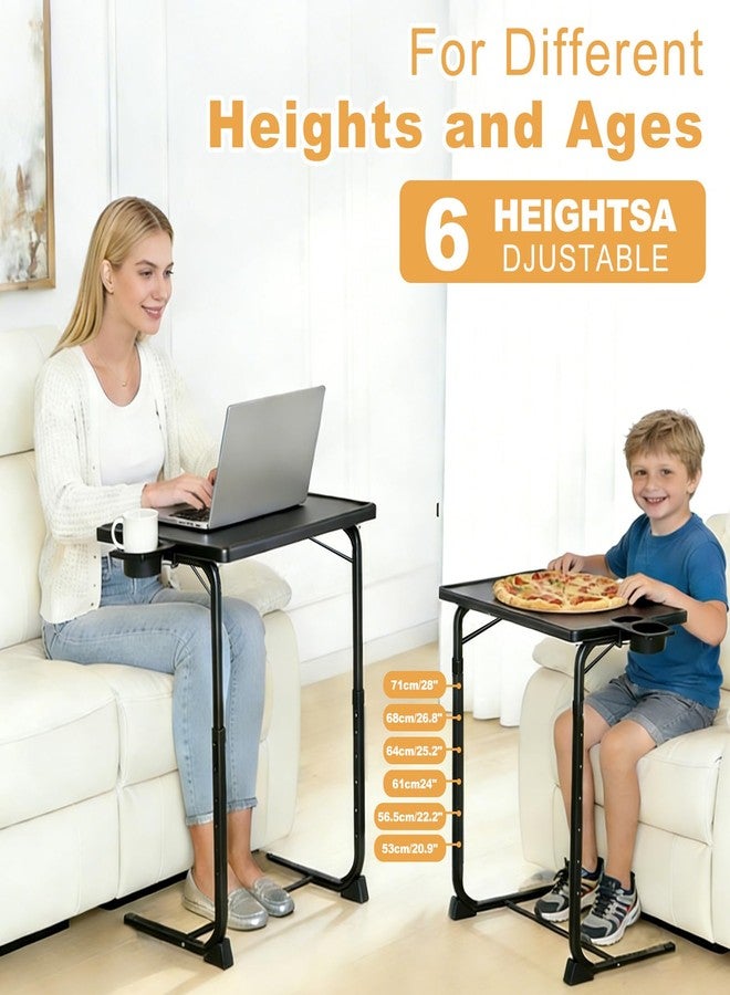 ISWEES Adjustable TV Tray Table - 6 Height & 3 Tilt Angle Adjustments | Multifunctional Foldable Tray Table with Removeable Cup Holder for Eating or Working on Couch, Bed & Office - Image 3