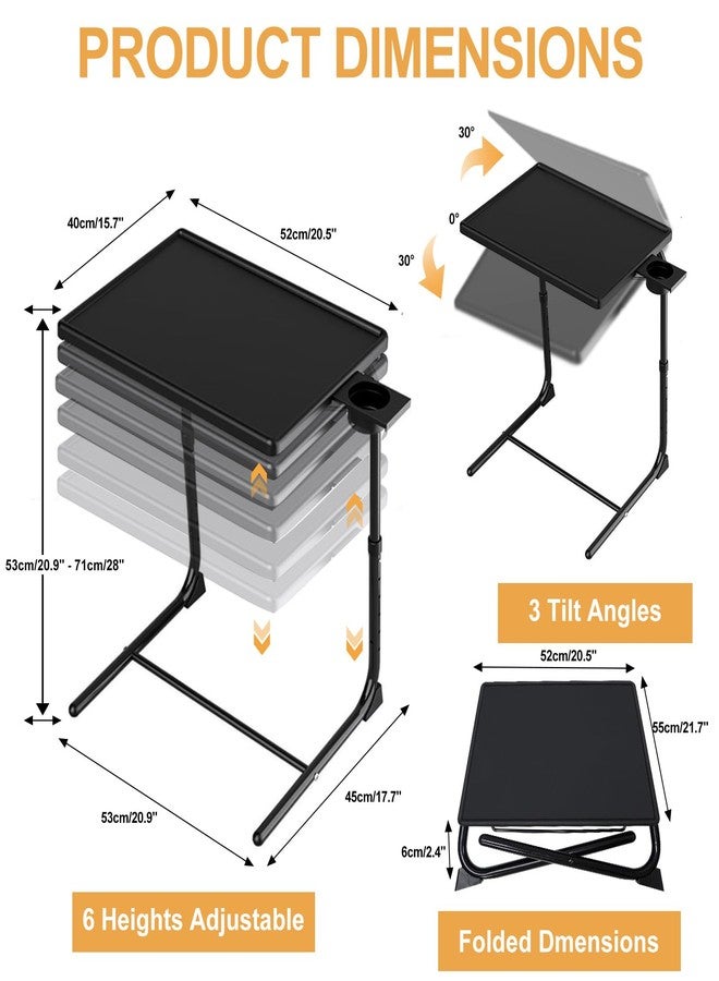 ISWEES Adjustable TV Tray Table - 6 Height & 3 Tilt Angle Adjustments | Multifunctional Foldable Tray Table with Removeable Cup Holder for Eating or Working on Couch, Bed & Office - Image 2