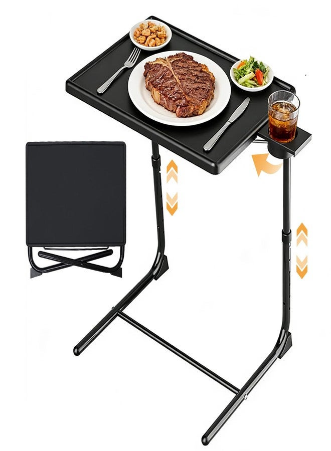 ISWEES Adjustable TV Tray Table - 6 Height & 3 Tilt Angle Adjustments | Multifunctional Foldable Tray Table with Removeable Cup Holder for Eating or Working on Couch, Bed & Office - Image 1