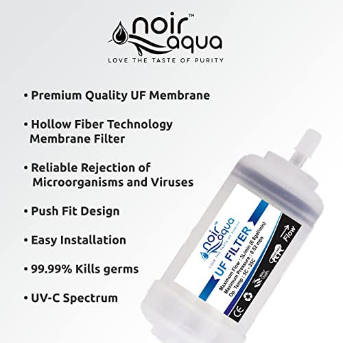 Noir Aqua UV Filter with LED + UF Filter + 4pcs Elbows + 1/4" Water Pipe Tube, Supports All Domestic Water Purifiers For Home, UV UF Kit, Silver - Image 3