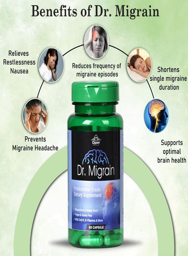 Cipzer Dr. Migrain Capsule Ayurvedic & Natural Herbs helpful in Migraine Headache, Mind Stress, Tension, Sinus Headache 60 Capsule (Pack of 1) - Image 2