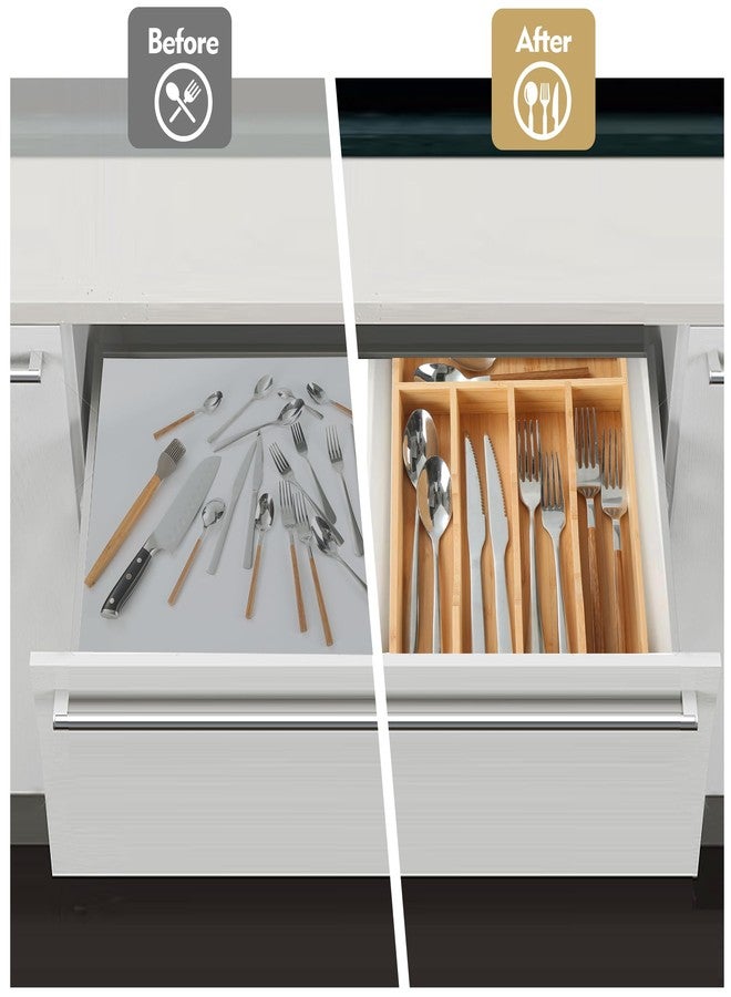 Upassion Bamboo Kitchen Drawer Organizer, 8.25 Inch Silverware Utensil Holder for Samll Drawer, Silverware Organizer for Cutlery Knives - Image 5