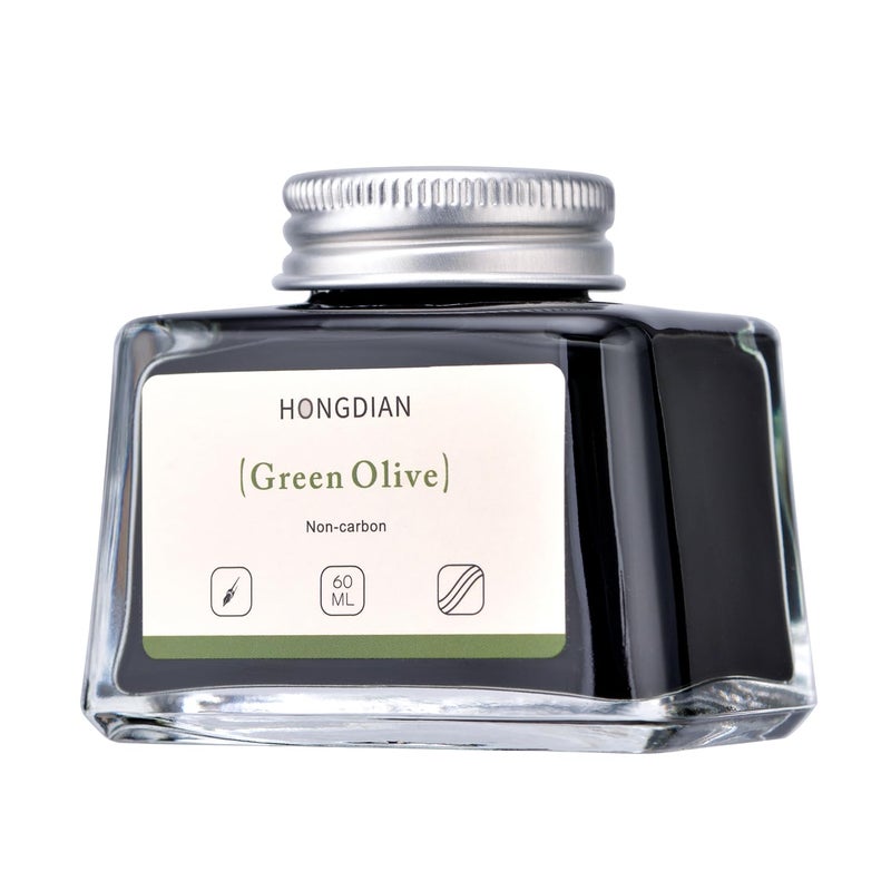 Asvine Hongdian Fountain Pen Bottled Ink Green Oliver Color, 60ml Non Carbon Inkwell Bottle, Artist Calligraphy Ink - Image 5