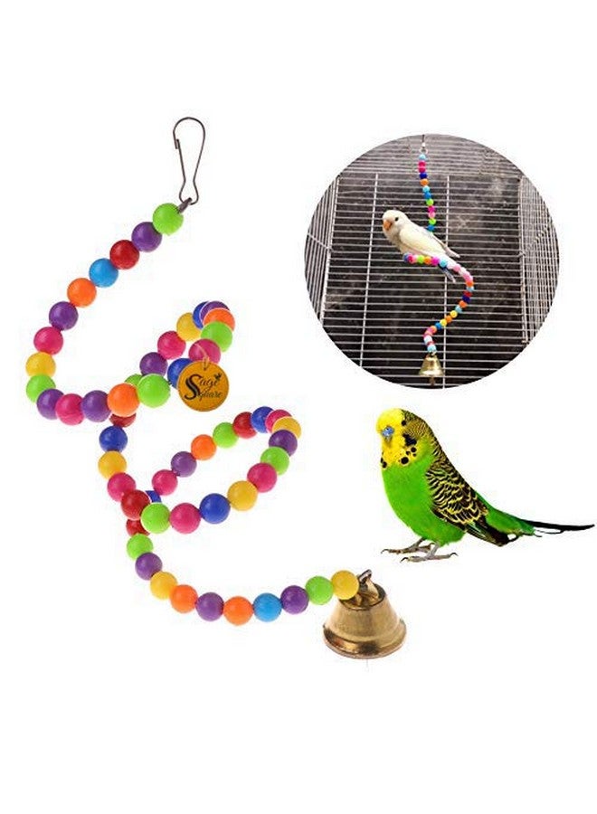 سايج سكوير أرجوحة من خشب طبيعي مرحة بحجم 43 سم من Sage Square، لعبة سلم مرنة من أجل طيور الكوكتيل والحب والببغاء والكونور والسنونو والرمادي الأفريقي والكناري والببغاء والببغاء والبادجري - Image 1