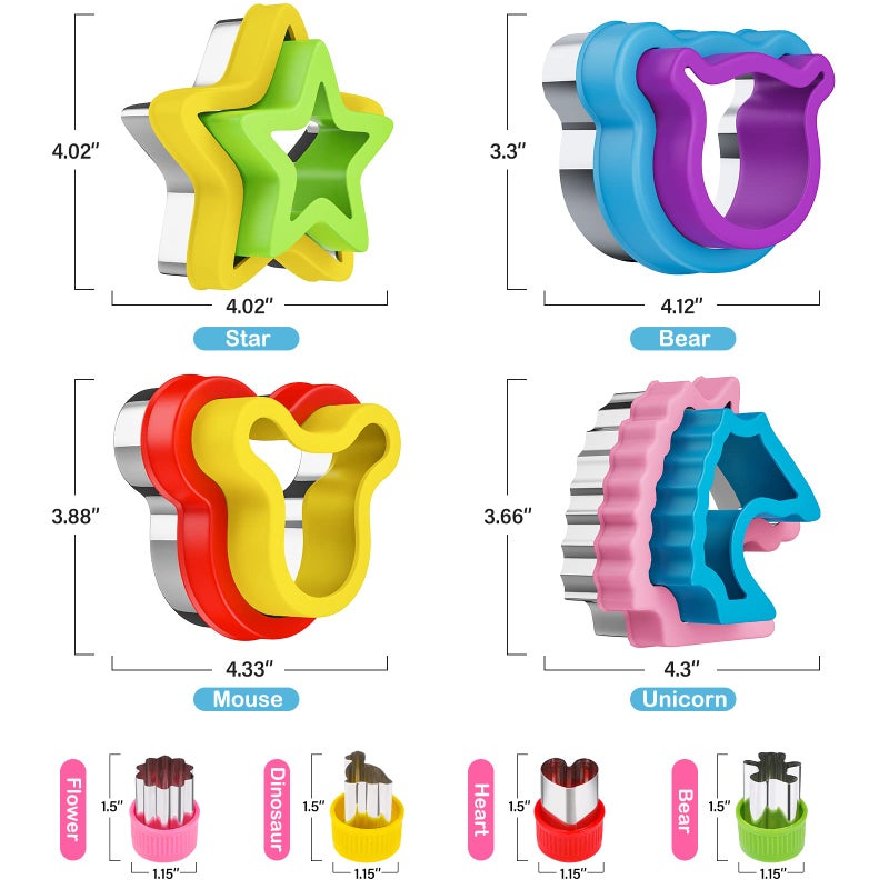 HINZER 8 Pcs Uncrustable Sandwich Cutter Maker  Bear Mouse Unicorn Star Shape Sandwich Cutters for Kids Lunch  Bread Decruster Sandwiches Cruster Fruit Cutters Cookie Mold for Boys Girls Bento Box - Image 5