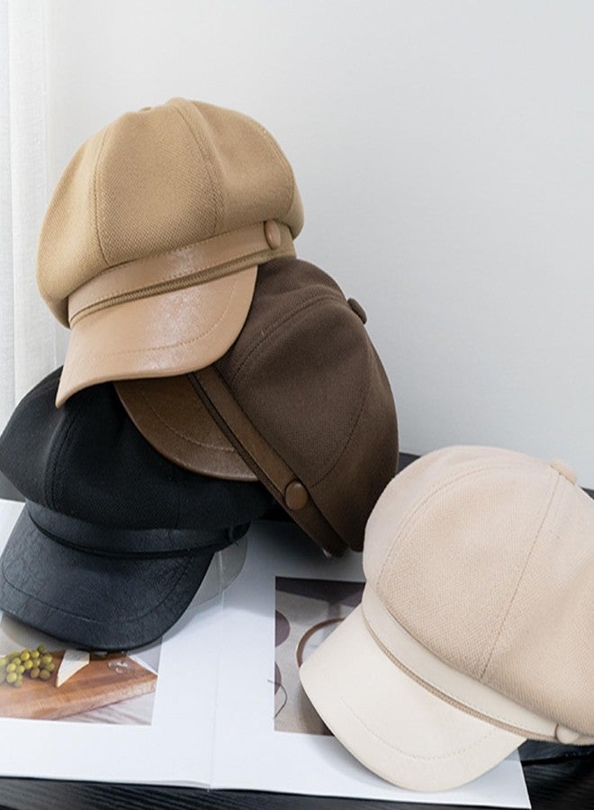 Busnos Newsboy Hats for Women and Men Beret Women's Hats & Caps Fall and Winter Womens Hat Brown Ladies y2k Hat Women's Octagonal Newsboy Cap for Men Ladies Dark Brown Coraline Caps Fashion - Image 5