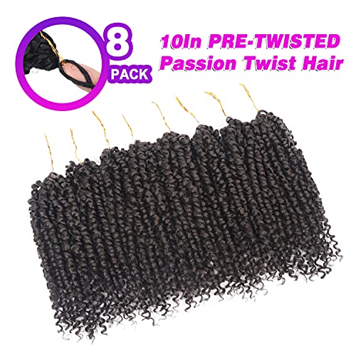 Bileaf Pretwisted Passion Twist Crochet Hair 10 Inch 8 Packs Crochet Passion Twists Pre Looped Short Passion Twist Hair Crochet Braids Bohemian Crochet Hair 4 - Image 5