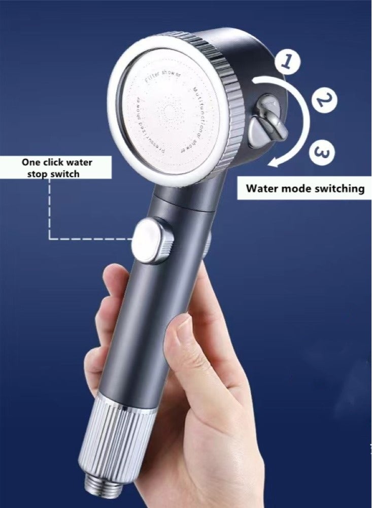 Kutis 1-Piece Multifunction Handheld Spray Spout Shower Head ABS Grey/Silver 25.5x8 Centimeter - Image 4