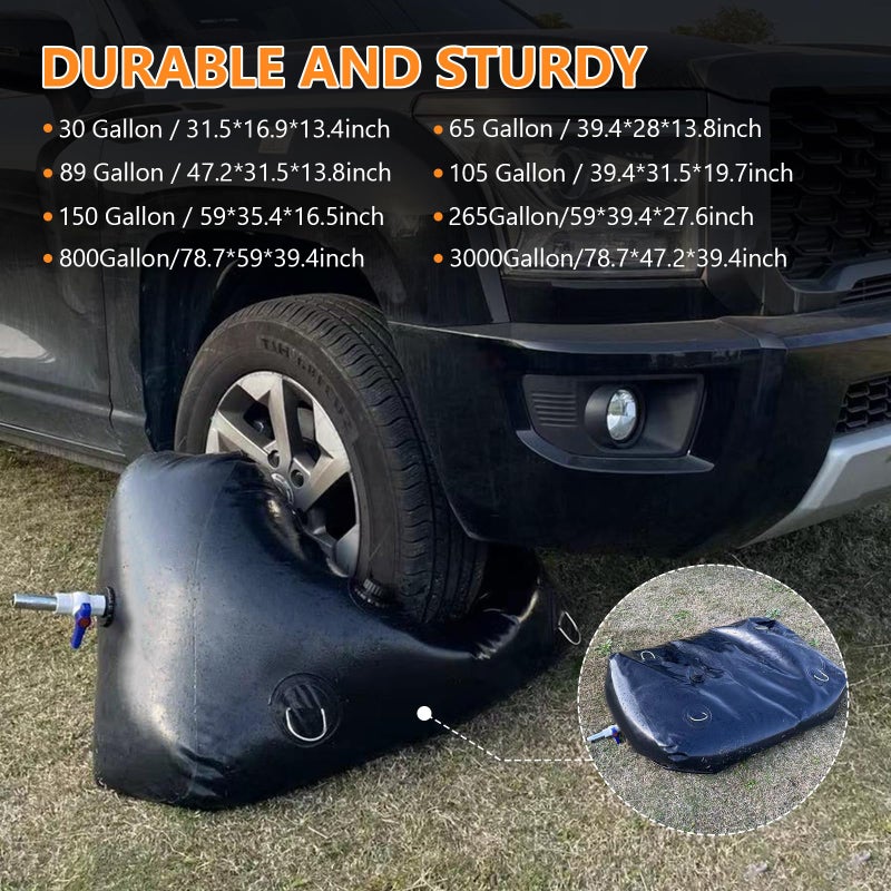 Rodelna Water Storage Bladder, Water Tank 65 Gallon Foldable Portable Water Storage, Large Water Storage Containers with 3/4" PVC Spigot and Overflow Kit for Camping, Garden, Emergency Water Storage - Image 2