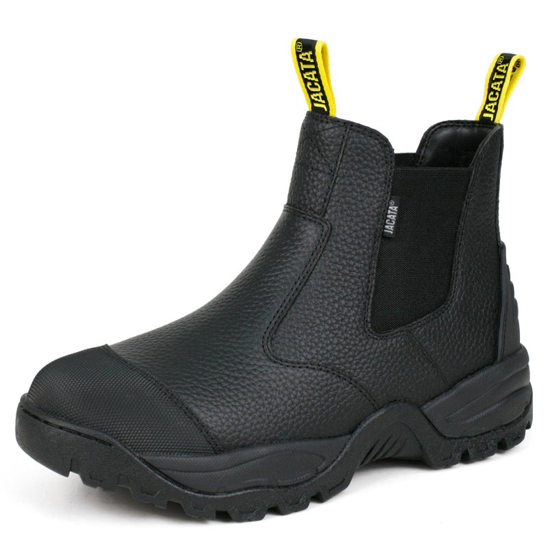Jacata Mens Work Boots Chelsea Slip On Boot For Men Men's Industrial Construction Soft Toe Shoes Botas De Trabajo Para Hombre (Black size 8.5) - Image 1