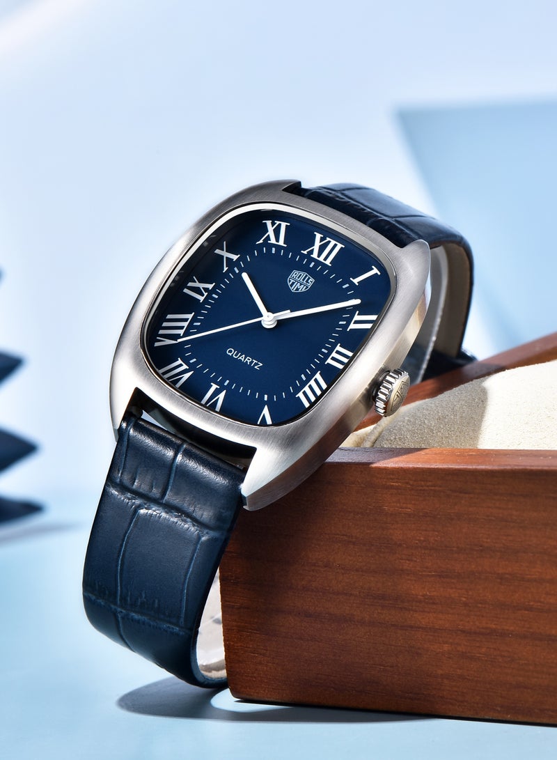 رولستيمي ساعة كوارتز أنيقة للرجال-قرص مميز ، سوار من جلد البولي يوريثان ، مظهر كلاسيكي وعصري ، آر تي 7904 - Image 1
