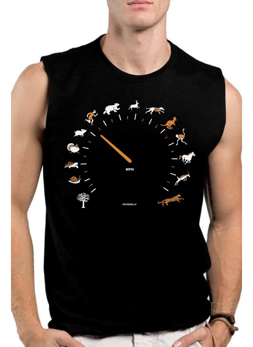 Rock&Roll Speedometer Black Cut Sleeve | Sleeveless Men's T-Shirt | Undershirt 