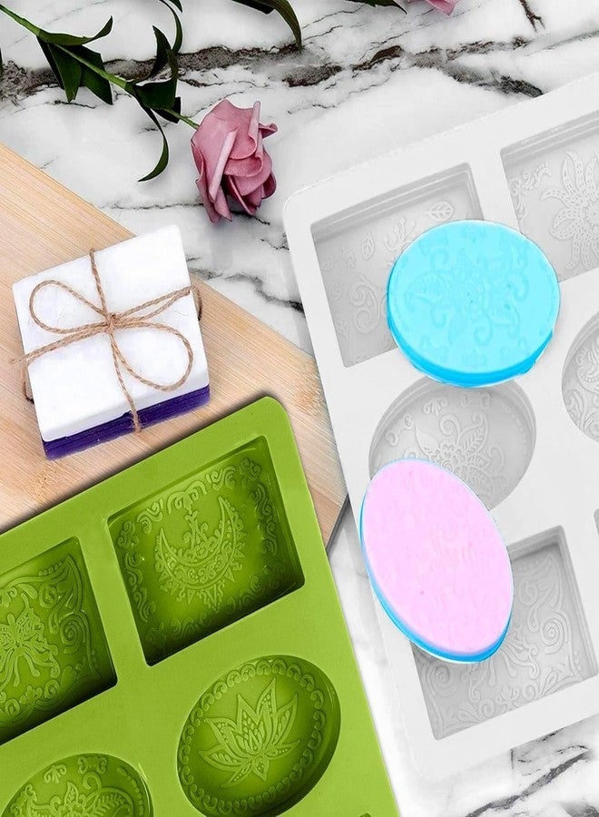 KITCHOOK Silicone Chocolate Mould Desing Embossing Soap Mold (6 Patterns Rectangle & Oval Shape) (Pack of 1) AJ 197 - Image 3
