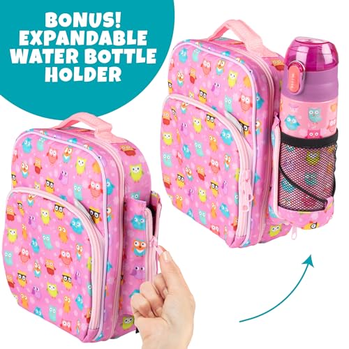 Bentology Insulated Lunch Box w Snack Pocket & Water Bottle Holder- Water-Resistant Lunchbox for Kids- Easy Clean Tote Mini Cooler Bag- Reusable Thermal Lunch Bag for Work School Picnic-Back to School - Image 3
