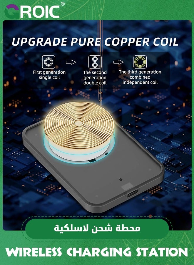 GROIC Phone Wireless Charger, 15W Max Fast Wireless Charging Pad Compatible with iPhone 15/14/13/12/Pro/Pro Max/X/XR/8 AirPads/AirPads Pro Samsung Galaxy Series Huawei Series and More  - Image 3
