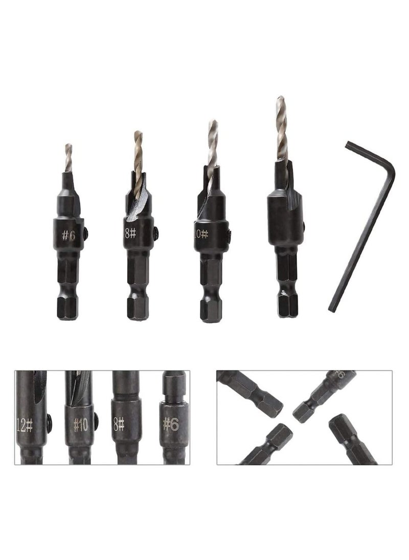 Y&D - SYOSI Wood Countersink Drill Bit Set Boring Counterbore Chamfer Bore Hole Cutter HSS Quick Change Hex Shank Screw Counter for Woodworking - Image 1