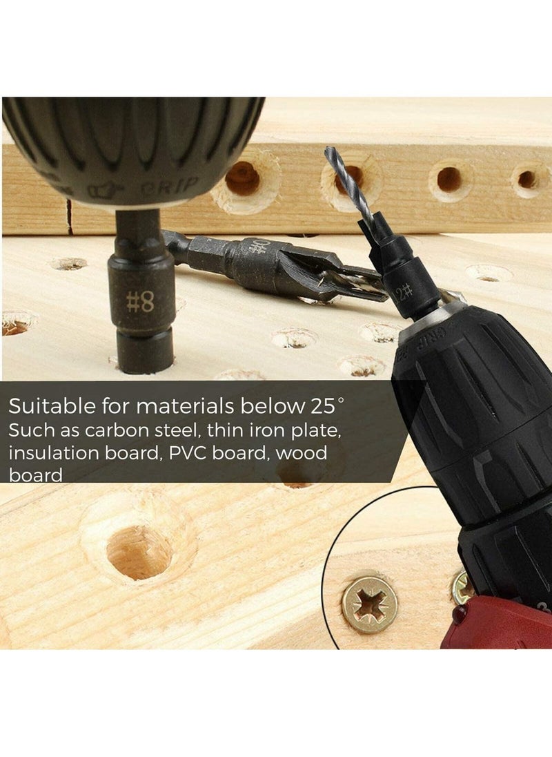 Y&D - SYOSI Wood Countersink Drill Bit Set Boring Counterbore Chamfer Bore Hole Cutter HSS Quick Change Hex Shank Screw Counter for Woodworking - Image 1