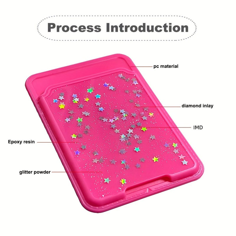 Purple Glitter Star Back Adhesive Phone Stand Card Holder for Travel - Image 2