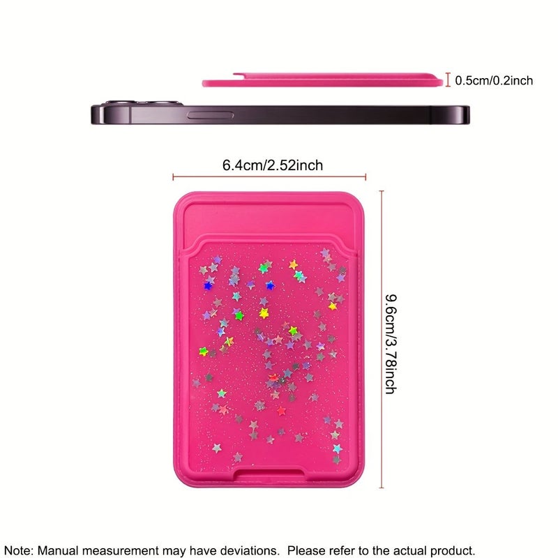 Purple Glitter Star Back Adhesive Phone Stand Card Holder for Travel - Image 4