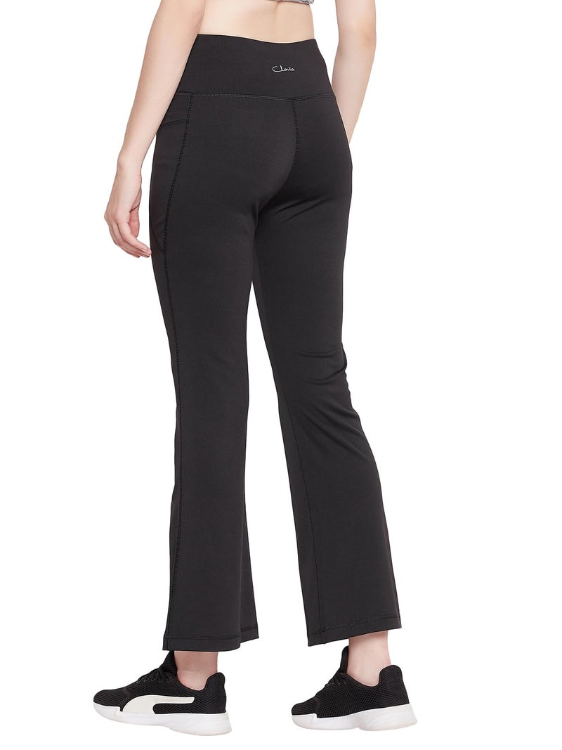 Clovia Women's Comfort-Fit High Waist Flared Yoga Pants (AB0090A13_Black_S) - Image 2